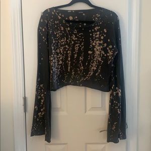 Zara Crop bell sleeve bleach dye